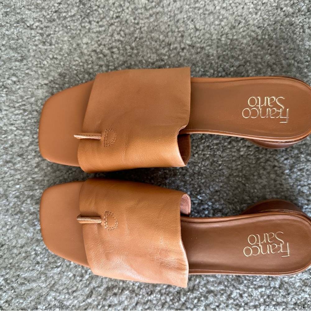 Franco Sarto Women's Brown Leather Mules/Sandals